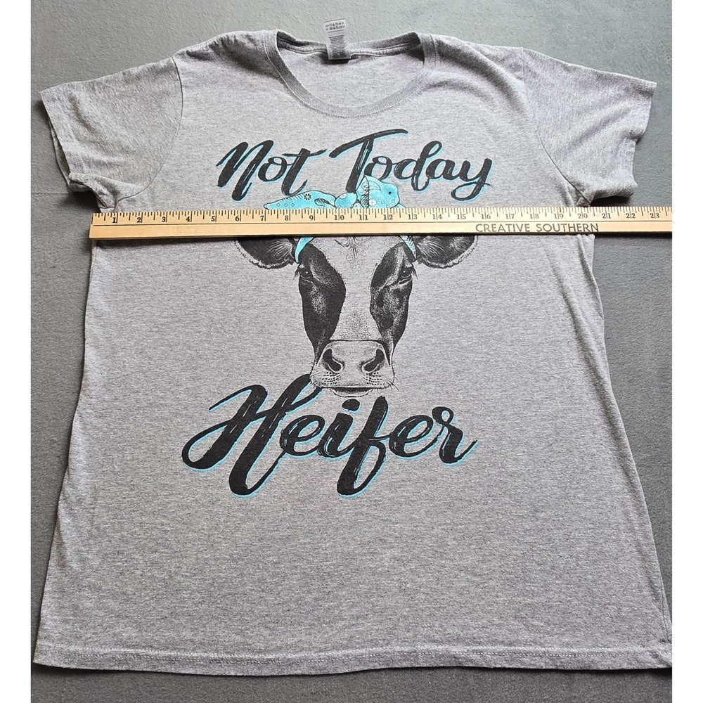 Women's Unbranded Gray Not Today Heifer Cow Graphic Tee Large Fun Heifer - Picture 2 of 9